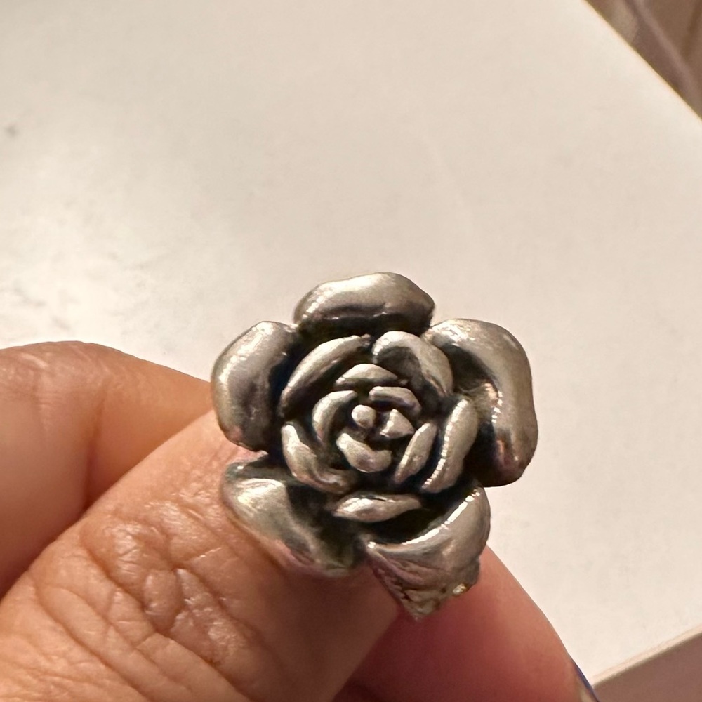 Silver Rose Flower Ring